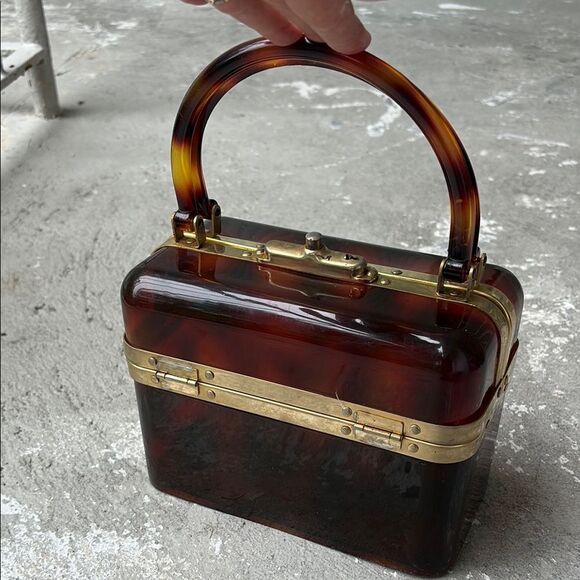 Vintage 1970s faux tortoiseshell bag - Picture 1 of 11